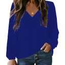 GRAPENT Womens Business Causal Tops for Women Ladies Work Blouses Dressy Long Sleeve Pleated V Neck, Size: XXL