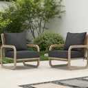 22x22 Outdoor Chair Cushions Set of 2, Waterproof Deep Seat Cushions for Patio Furniture with Removable Cover, Fade Resistant 4'' Outdoor Seat Cushion w/Ties&Handle for Sofa Loveseat, Black