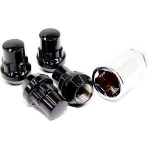 Set of 4 12x1.25 Veritek Gloss Black Acorn Bulge Tuner 1.40 Inch Wheel Locks for Select Infiniti Nissan Subaru Factory Wheels and Aftermarket Custom Wheels