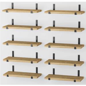 Floating Wall Shelves, Set of 10, Rustic Wood Wall Decor, Farmhouse Wall Mounted Shelves for Bedroom, Living Room, Kitchen and Bathroom