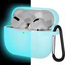 Lerobo Compatible with AirPods Pro Case Cover,Pretty Night Glow Silicone Case Cover Compatible with Apple AirPods Pro 2nd Gen with Keychain, Front LED Visible, Nightglow Blue