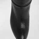 Coutgo Womens Thigh High Boots Pointed Toe Chunky Heel Wide Calf Over the Knee Boots Winter Shoes (Black)