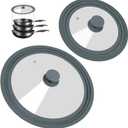 Universal Lid for Pots, Pans, and Skillets - 2 Pack Silicone Replacement Pan Lid Fits 7", 8" 9" & 10", 11", 12" Cookware - Tempered Glass Pot Lid Cover for Frying Pans, Cast Iron, CrockPot
