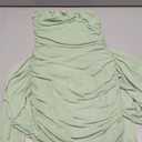 Sexy Strapless Tube Top Mesh Mini Dress for Women Bodycon Ruched Ribbons Birthday Date Night Dresses (Small, Green)