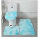 Bathroom Rugs Sets 3 Piece,U-Shaped Toilet Floor Mat +Non Slip Rugs +Toilet Lid Cover Mat,with PVC Point Rubber Backing (Light Blue Gradient)