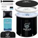 Ice Bath Tub for Athletes with Cover by Brisk Bear - Extra Large Cold Plunge Tub for Recovery - Inflatable Ice Bath Plunge Pool with Digital Timer - Cold Plunge to Soothe Muscles - Black Ice Tub