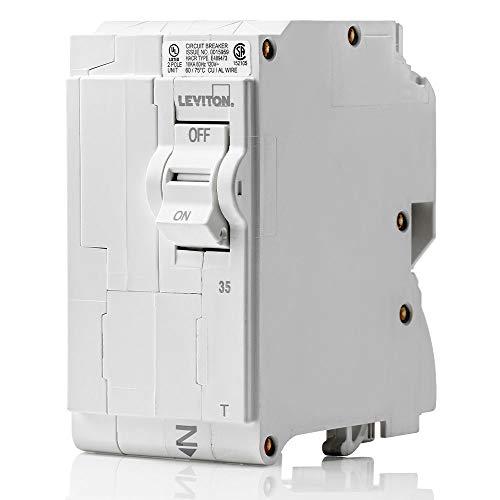 Leviton 35A 2-Pole Plug-On Standard Branch Circuit Breaker, Thermal Magnetic, 120/240 VAC, LB235-T, White