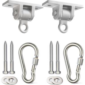 Jungle Gym Kingdom Swing Set Hangers - 2 Heavy Duty Brackets with Locking Snap Hooks for Porch, Patio, Playground - Indoor/Outdoor Hardware & Accessories