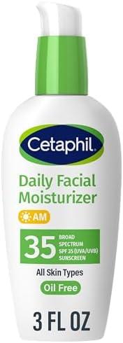 Cetaphil Face Moisturizer, Daily Oil Free Facial Moisturizer with SPF 35, For Dry or Oily Combination Sensitive Skin, Fragrance Free Face Lotion, Expiration Date 2026/12