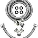 Steam Dryer Hose Installation Kit - 6 Ft 90 Degree Elbow Stainless Steel Hose,1ft Inlet Adapter And Y Connector,Fits All Normal Household Water Supply Lines by TOMOON