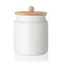 Sweejar 28 Fl oz Ceramic Kitchen Canisters, Porcelain Food Storage Jar with Airtight Seal Wooden Lid, Home Container Serving for Coffee Beans, Tea-leave, Sugar, Salt and More, Tool Bucket (White)