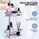 Corner Shower Caddy Tension Pole: Stainless Steel Rustproof 4-Tier Shower Organizer - 47-121 inch Adjustable Bathroom Shelves for Bathtub Shampoo Storage - Tension Rod Floor Standing Bath Rack