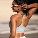 RUNNING GIRL Y-Back Sports Bras for Women, Medium Impact Wirefree Padded Bra Workout Crop Top Longline Sports Bra Push up (XXXL)