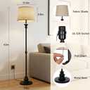 Black Floor Lamps for Living Room, Vintage Floor Lamp with LED Bulb, 3 Color Temperatures Metal Standing Lamp with Pull Chain Switch, Industrial Tall Lamp for Bedroom, Modern Stand Up Lamp for Office
