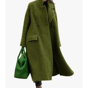 Women Oversized Long Winter Coats Warm Wool Blend Pea Trench Coat Overcoat, L