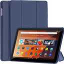 Slim Case for Amazon Kindle All-New Fire HD 10 & Fire HD 10 Kid & Fire 10 Kid Pro(13th Gen, 2023 Release 10.1"), Trifold Stand Cover Dual Angle, Soft TPU Back Hard Shell with Auto Wake/ Sleep, Navy Blue