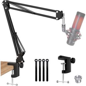 QuadCast Boom Arm, Mic Arm Microphone Arm for HyperX QuadCast SoloCast Blue Yeti Fifine AM8 and Most Mic, Mic Stand Desk with 3/8" to 5/8" Adapter by SUNMON
