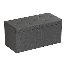 Modern Gray Linen Fabric Storage Ottoman Bench 30-in x 15-in x 15-in