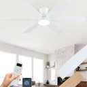 Coolwind 52" Low Profile Ceiling Fan with Light, White 6 Speed Reversible DC Motor, 6 Double-Side Blades and App/Display Remote Control, 3CCT Dimmable Led Flush Mount Ceiling Fan for Bedroom