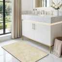 DEXI Bathroom Mat Ultra Thin, 36x24 Non Slip Bath Rug for Shower Floor, Absorbent Quick Dry Marble Bathmats Low Profile, Beige