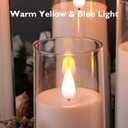 Amagic Pure White Flameless Candles, Battery Operated Candles, Acrylic Flickering LED Pillar Candles with Remote Control and Timer, 3D Wick, Yellow and Blue Glow, D2.2 xH5 5" 6" 7" 8", Set of 5