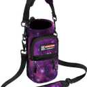 NATURE PIONEOR Water Bottle Holder with Strap,Water Bottle Carrier Bag Sling Sleeve with Adjustable Shoulder Strap & Handle and Large Phone Pocket for Walking,Hiking,Travelling for 25oz/32oz/40oz/64oz (Starry Purple)