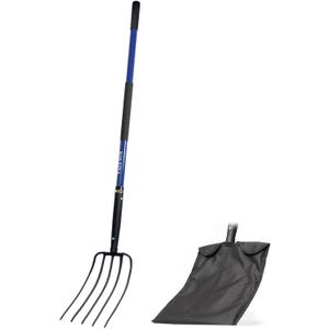 KOLEIYA 5-Tine Pitchfork for Gardening, 57-Inch Heavy Duty Garden Fork with Fiberglass Handle, for Mulch, Compost, Manure, Hay, and Soil Loosening,Blue