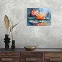 Lotus Wall Art Zen Floral Botanical Wall Decor for Bathroom Yoga Room Abstract Orange Flower Paintings Water Lily Canvas Prints Artwork Living Room Bedroom Spa Meditation Home Decorations 12x16"