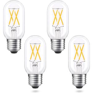 40 Watt Equivalent LED Bulb, E26 Base, Energy Efficient 4W, Soft Warm White 3000K Dimmable 400lm Tubular T14 T45 Edison LED Light Bulbs for Pendant Sputnik Vanity Chandeliers Ceiling, 4 Pack