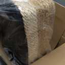 Wimarsbon Natural Seagrass Footstool Ottoman Rectangular Footrest Pouf Ottomans with Wooden Legs Hand Weave Step Stool for Living Room Bedroom Entryway Blue (12"D x 16.5"W x 9.5"H)