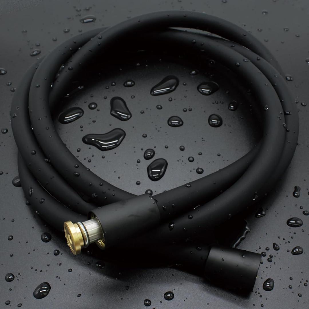 59 Inches Silicone Shower Hoses Replacement, Anti-Kink Designed Handheld Shower Head Hose Ultra-Soft Hoses Extension with Brass Insert & Nut, Black