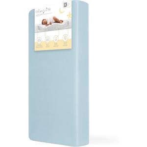 Dream On Me Snuggles Extra Firm Dual-Sided Baby Crib Mattress with Breathable Fabric, Water & Odor Resistant, GREENGUARD Gold Certified, Fits Mini & Portable Cribs (38x 24x 3) - Blue Mist