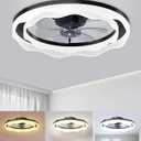 Ceiling Fans with Lights, 20'' Black Low Profile Ceiling Fan with Light, 3000K-6500K Dimmable LED Fan Light, APP Remote Control 6 Wind Speeds Fandelier Flush Mount Modern Ceiling Fans for Bedroom