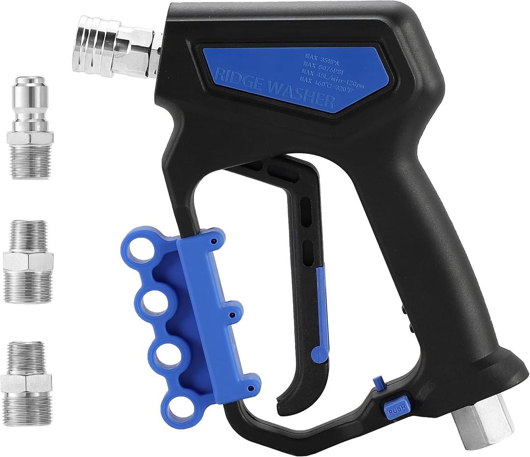 RIDGE WASHER Pressure Washer Gun Swivel, Power Washer Gun 5000 PSI with 1/4" Quick Connector, 12 GPM, 3603/8 NPT Thread, M22-14mm and M22-15mm Fitting