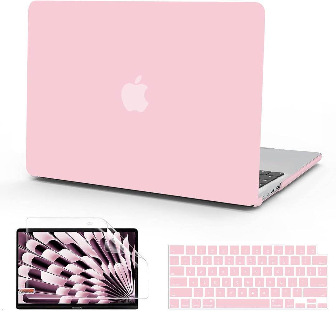 B BELK Compatible with MacBook Air 15 inch Case 2026 2025 2024 2023 M5 M4 M3 M2 A3448 A3241 A3114 A2941 Liquid Retina Display, Plastic Laptop Hard Shell Case+Keyboard Cover+Screen Protector, Baby Pink