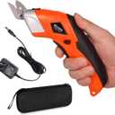 VLOXO Cordless Electric Scissors, Cardboard Cutter Electric Fabric Scissors Box Cutter with Blades Rechargeable Powerful Fabric Cutter for Crafts Leather Carboard Carpet Plastic Felt with Case Orange