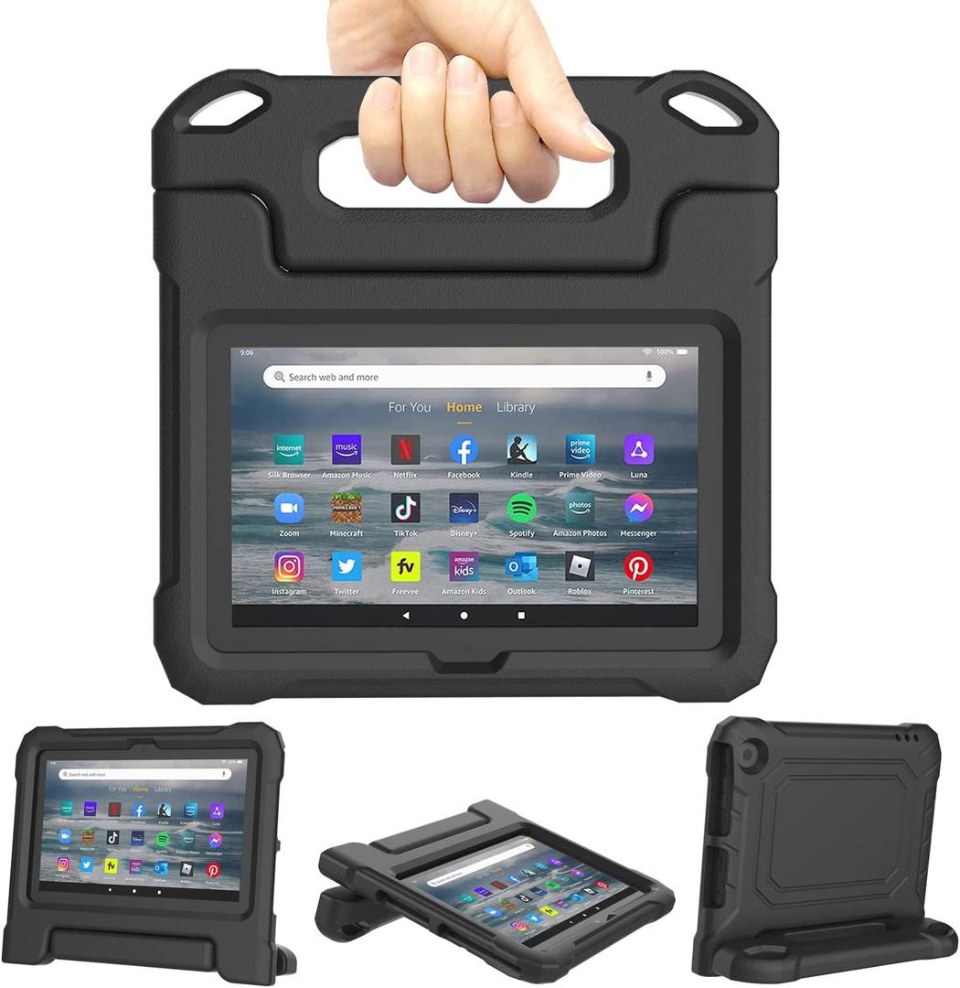 Lainergie 7in Tablet Case for Kids, Lightweight Shockproof Kid-Proof Cover,Black