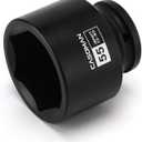 CASOMAN 3/4"Drive x 55mm Shallow Impact Socket, Jumbo Impact Socket, Metric, 6-Point, CR-MO, Black Phosphate Finish