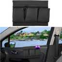 Mandark Car Window Armrest Storage Box, Leather Vehicle Side Door Organizer with Multiple Pockets, Comfortable Automotive Arm Elbow Rest Pad Bag Accessories, Universal for Most Cars (Black)