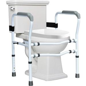 Giantex Toilet Safety Rail Free Standing Safety Assist Frame W/ 360Rotatable Clip,Adjustable Height & Width Toilet Armrest, 300 LBS Weight Capacity for Disable Elderly Commode Stability Handrails
