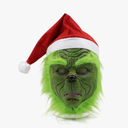 49 Pack of Green Cosplay Mask Halloween Costume Latex Scary Santa Hat Party Prop Christmas Decorations