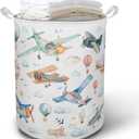 Baby Airplanes Laundry Basket Hamper, Space Kids Nursery Decor, Hot Air Balloon Foldable Clothes Toys Books Storage Box Bins Baskets Organizer for Kids Boys Bedroom Playroom Bathroom