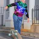 RAISEVERN Boys Girls 3D T-Shirt Graphic Print Tees Long Sleeve Shirts Size L