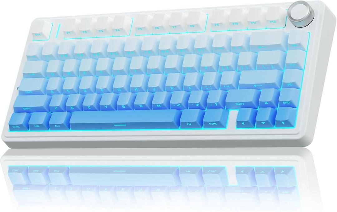 AULA F75 Pro Wireless Mechanical Keyboard,75% Hot Swappable Custom Keyboard, RGB Backlit, Pre-lubed Linear Switches, Side Printed PBT Keycaps Mechanical Gaming Keyboards, Gradient Blue