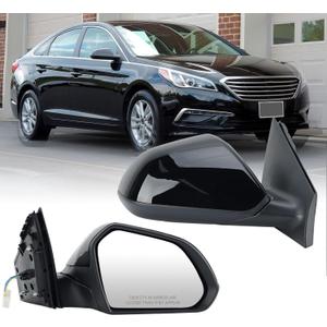 Right Passenger Side Mirror Compatible with Hyundai Sonata 2015 2016 2017 2018 2019 Power Glass Manual Folding Heated 5 Pins Replace HY1321203 | 87620-C2000 (Black)