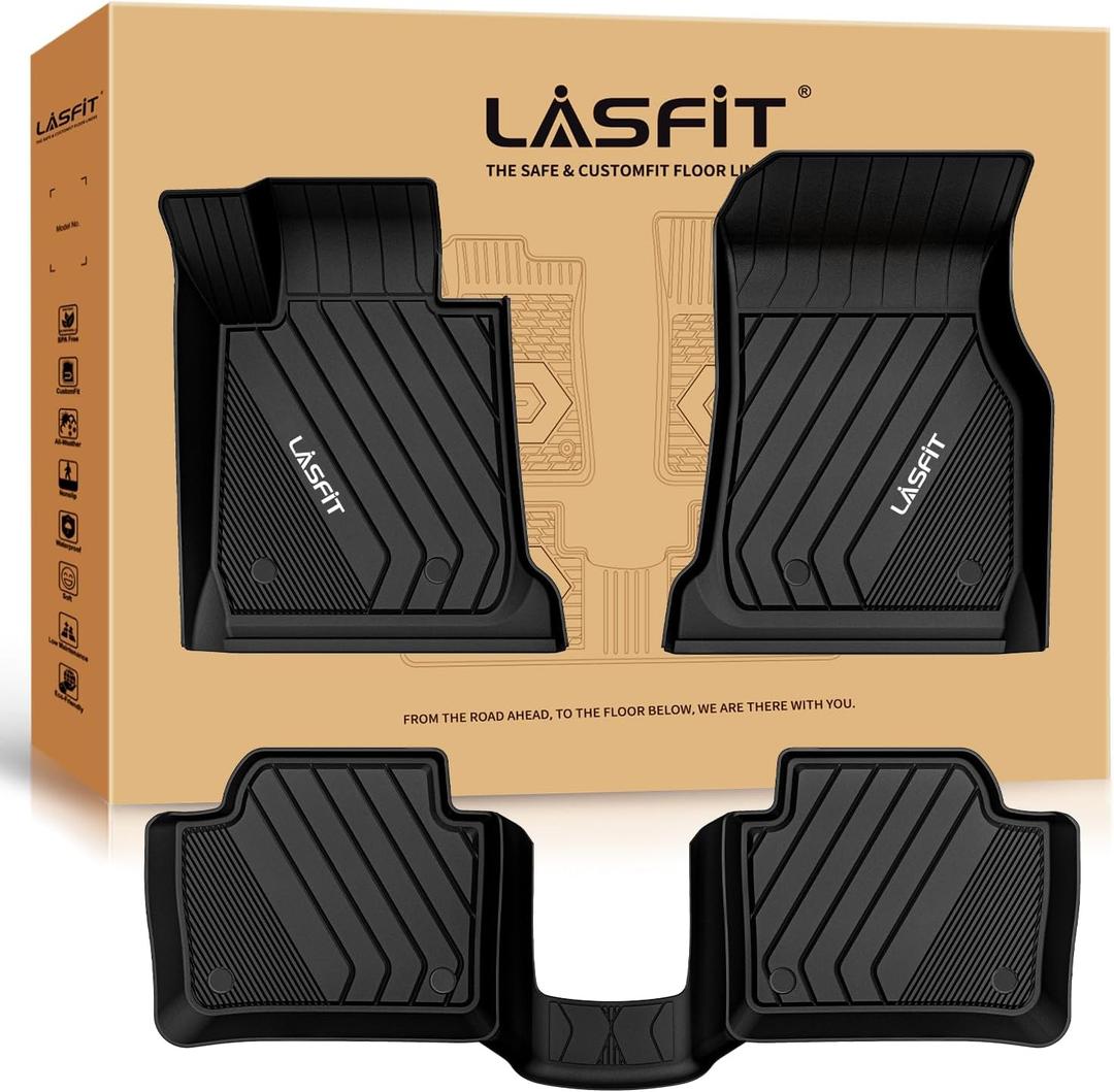 LASFIT Floor Mats for BMW 3 Series 2012-2018 320i 328d 328i 330e 330i 335i 340i M3 RWD & Sedan Only(Not for 335is, X-Drive, GT), All Weather TPE Custom Fit Car Liners 1st & 2nd Row Mat, Black