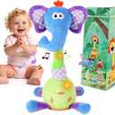 LUKETURE Dancing Talking Elephant Plush, Interactive Stuffed Animal Toy, Musical Plush with Record & Repeat, Sings 10 Songs, LED Lights