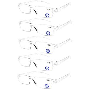 AQWANO 5 Pack Rimless Reading Glasses Women Men Blue Light Block, Lightweight Clear Frames Computer Readers Anti Glare