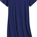Ekouaer Nightgowns for Women Cotton Sleepshirts Short Sleeve Nightshirt Tshirt Night Gown Casual Sleepdress Comfy Nightdress Blue, Size 2XL