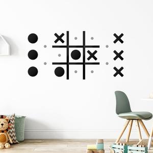 Magnetic Tic Tac Toe Game Home Wall Decor for Kids & Adults, Wall-Mount Game for Modern Office Classroom Fun Playroom Hallway Decor Wall Stickers Toys,Best Gift for Family, Friends (no Punching)